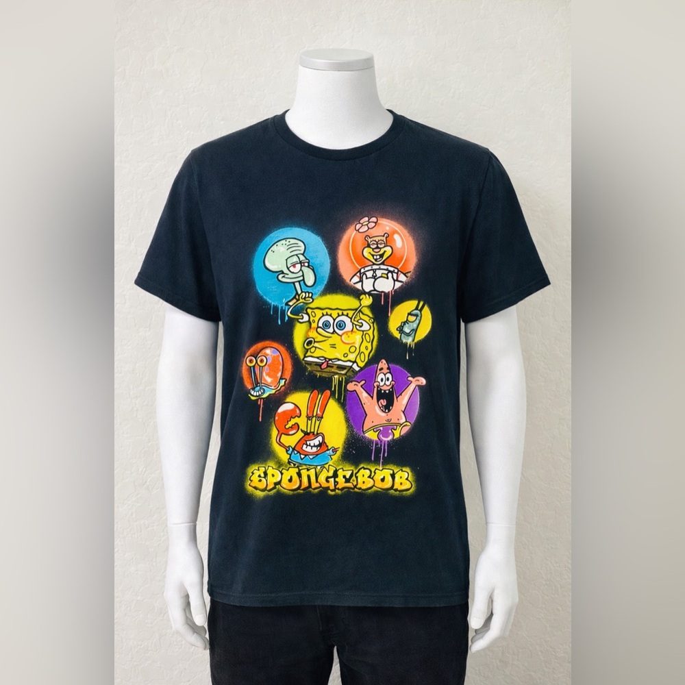 Nickelodeon SpongeBob SquarePants Graphic T-Shirt XL Black Cartoon Tee